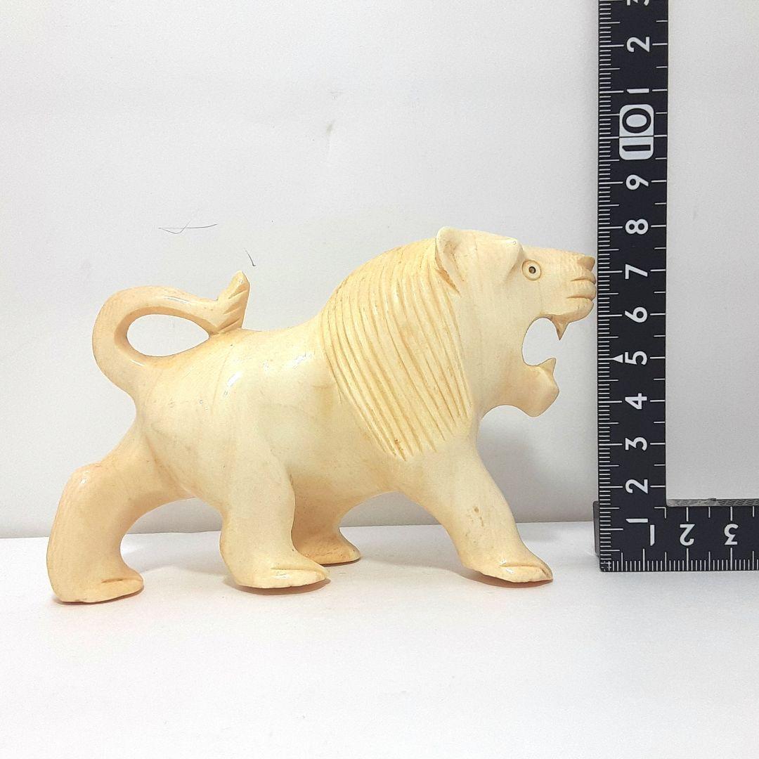 Y667-3 極上 高級彫刻 ライオン細工 置物 2体セット 総重量445g