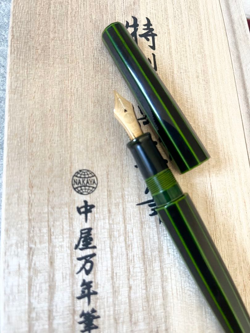 【NAKAYA】 中屋万年筆 万年筆 シガーモデル 十角 (ST) 緑溜 軟細字