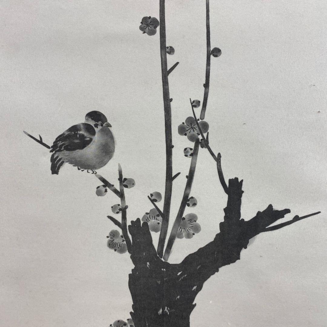 美品 掛け軸 宮本武蔵筆 名品選「枯木鳴鵙図・紅梅鳩図」工芸印刷 縁起物