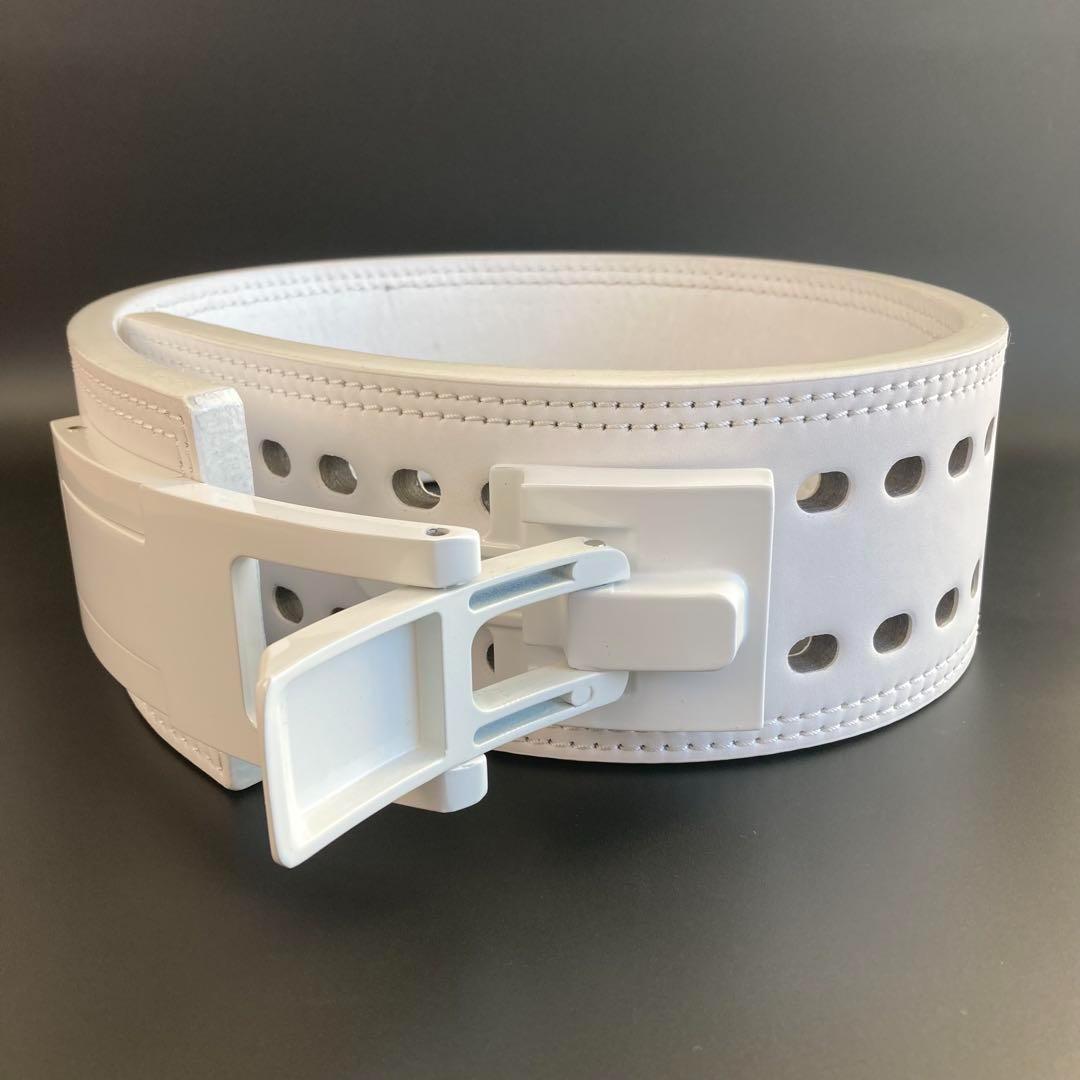 本革13ミリ パワーベルト レバーアクション XLサイズ 可変式 ALLホワイト