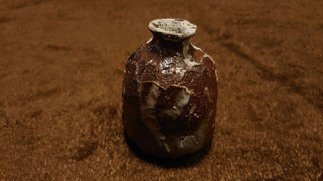 古越前　越前焼　灰釉　花入　白釉　１客