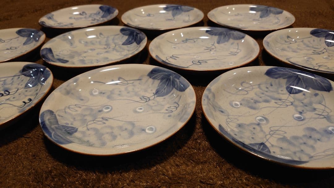 古伊万里　伊万里　染付　ぶどうの図　豆皿　菓子皿　１０客