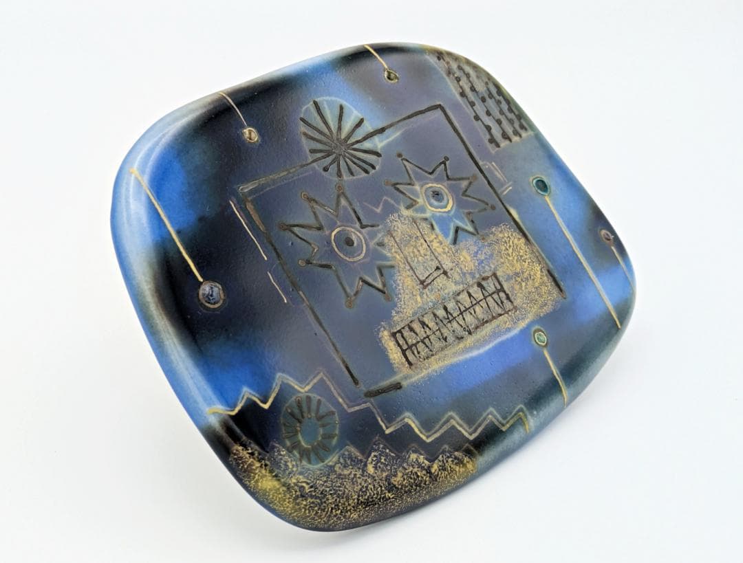 人気作家作品 美品★伊藤北斗 釉刻色絵陶板 夢の景色★2005年頃の個展で購入