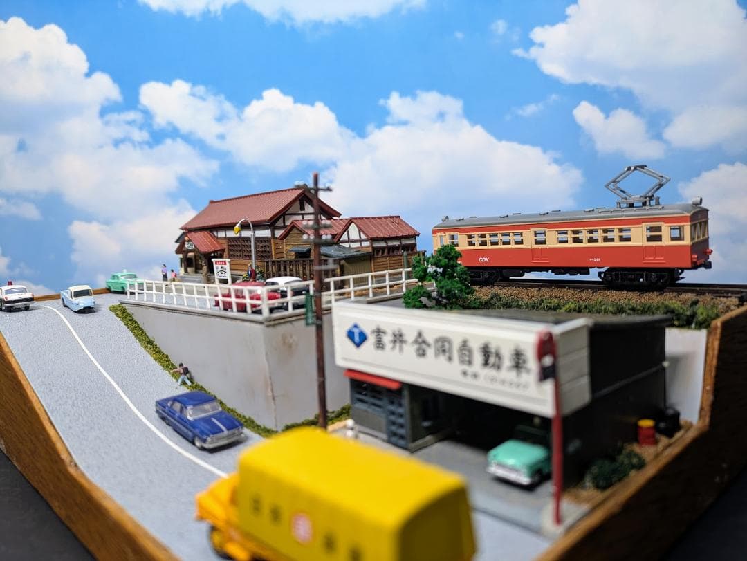 Nゲージ 鉄道模型展示台　丘の上の駅