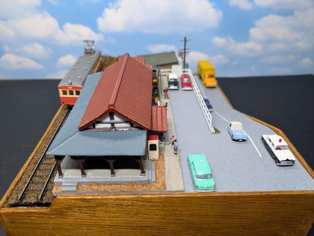 Nゲージ 鉄道模型展示台　丘の上の駅