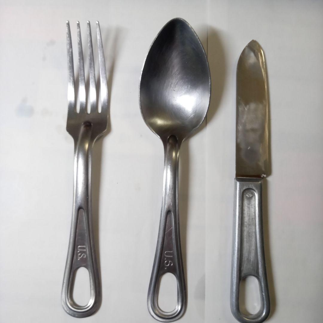 U.S. 1963年製 米軍スキレットパンセットスプーン。フォーク。ナイフ付き