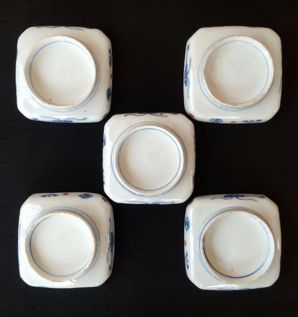 色絵　隅入角皿　5枚