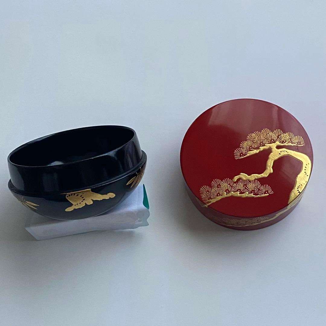 棗　甲赤　老松蒔絵　秀甫