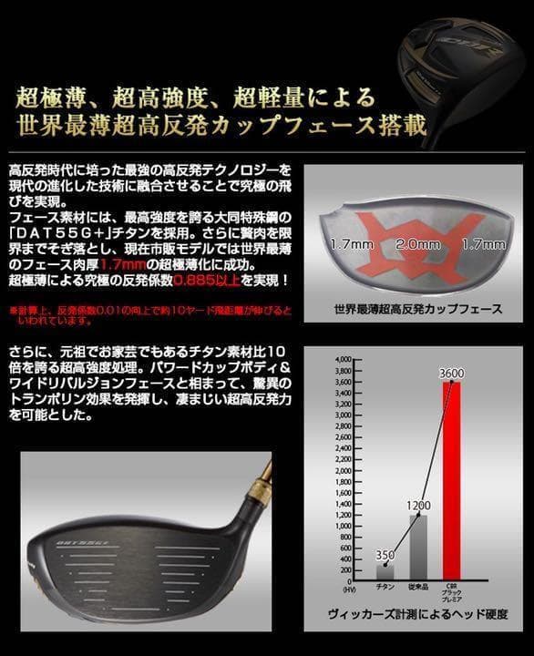 新品！ワークスゴルフ 超高反発CBRゴールドプレミア　USTマミヤシャフト仕様