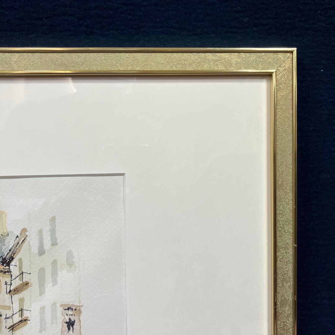 水彩　内田晃　「パリーの街角」