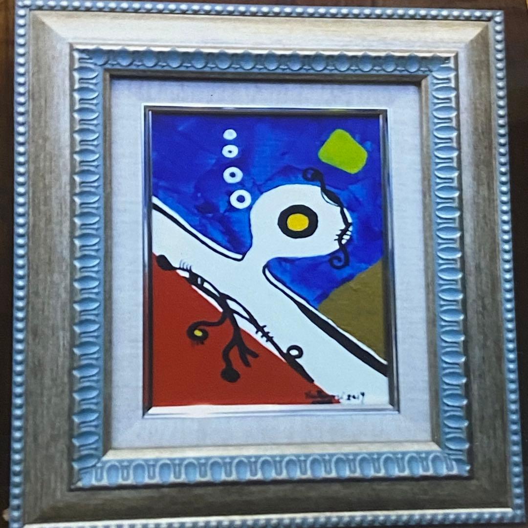 海の中を潜る人　額縁入り　絵画　by M.Onishi