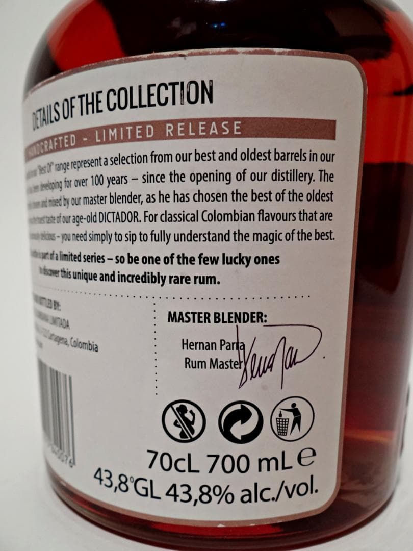ディクタドール ラム Dictador \"Best of.\" Rum 1978年