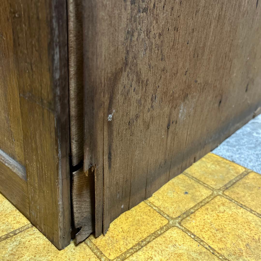 水屋箪笥 昭和初期 ガラス扉 キャビネット 引き出し三杯