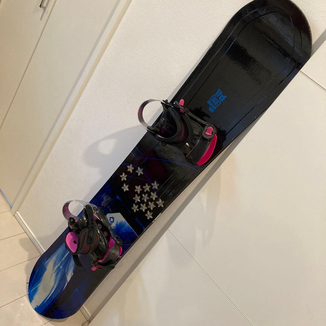 スノーボード 星柄デザイン バインディング付き 長さ154cm カバー付き