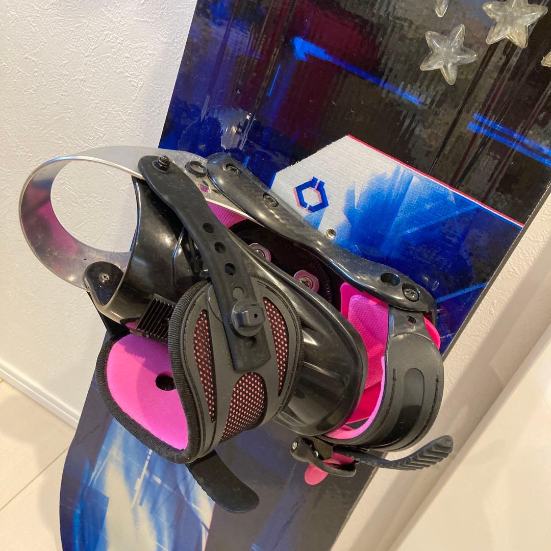 スノーボード 星柄デザイン バインディング付き 長さ154cm カバー付き