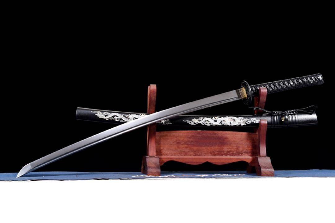 黒竜侍刀 2尺3寸 日本刀 模造刀 武具 舞踊刀 稽古 本牛革柄巻