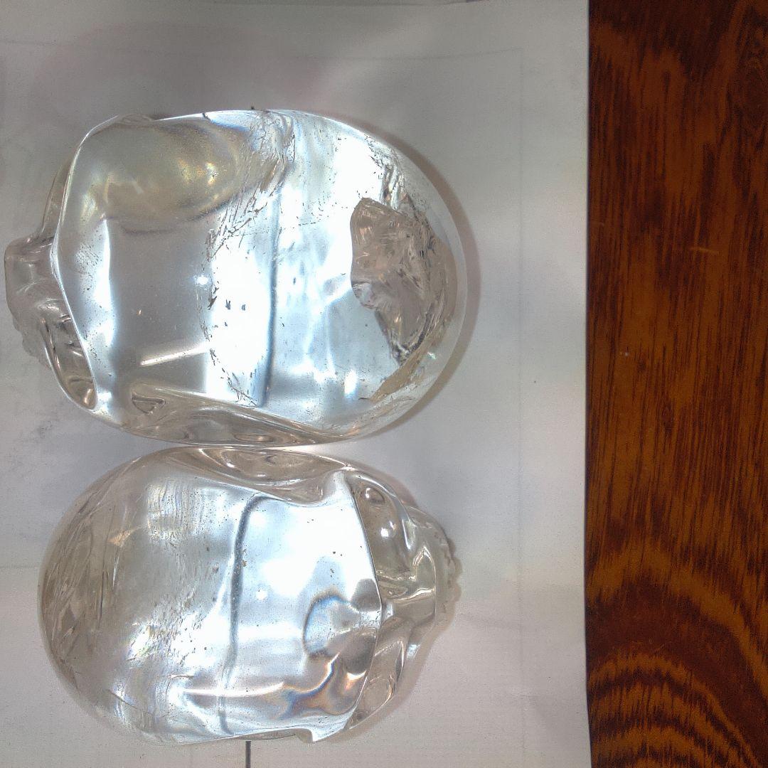 骨董５ 水晶?クリスタルガラス? スカル置物 2個セット