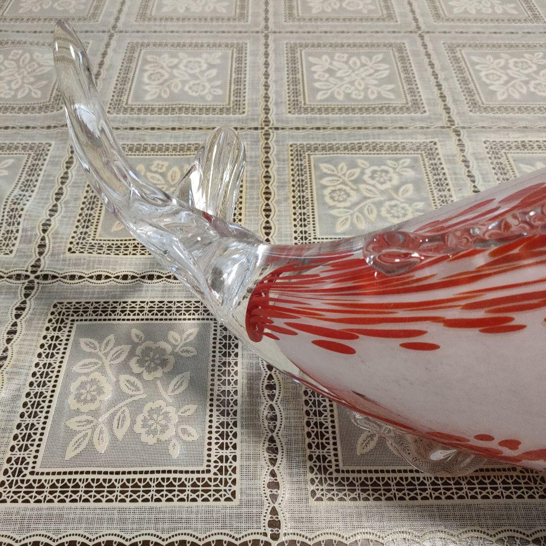 \"未使用\"　小樽北一硝子製『錦鯉』紅白