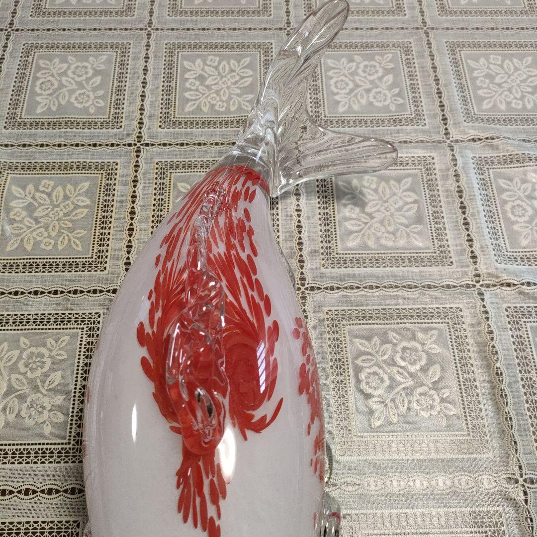 \"未使用\"　小樽北一硝子製『錦鯉』紅白