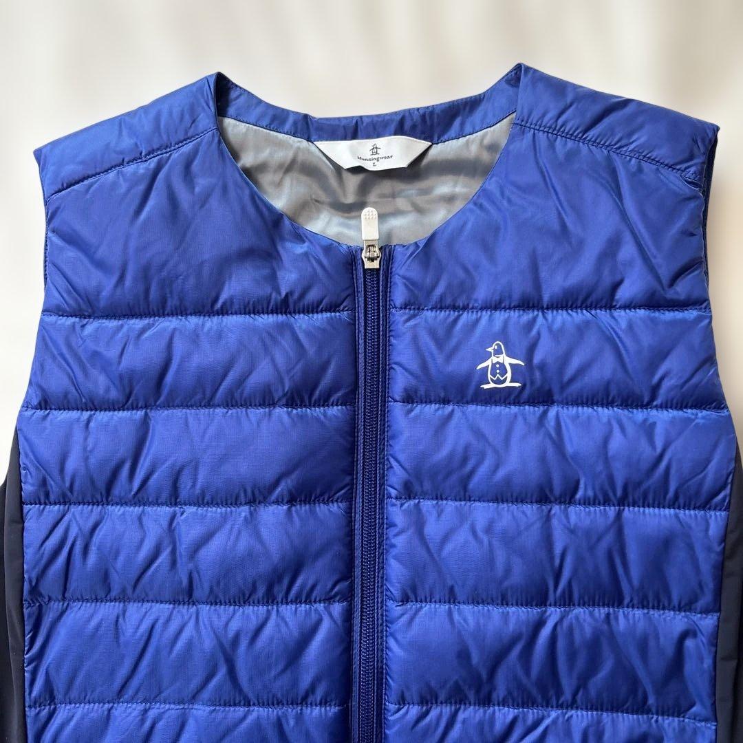 ネイビー 中綿入り ベスト レディース　ワンピース丈