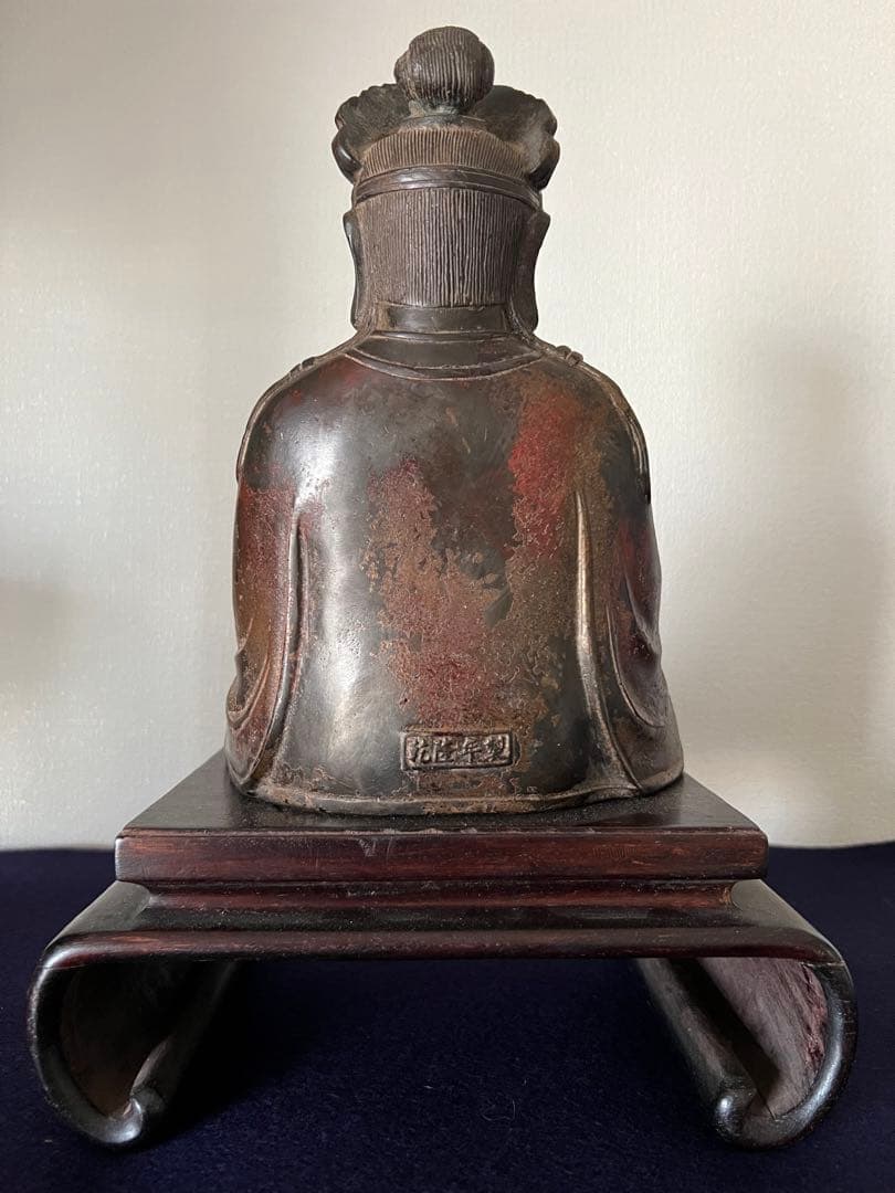 仏像　仏教美術 釈迦牟尼像【乾隆年製】在銘　鍍金仏　座像，/西き-55