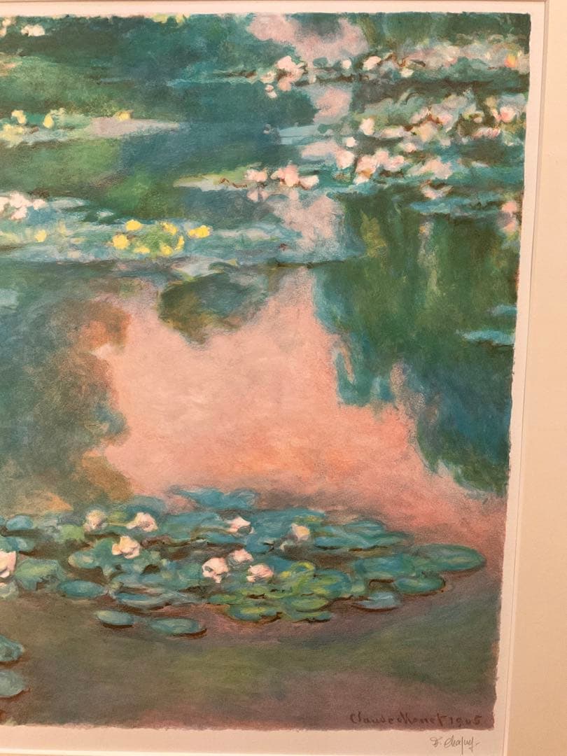クロード・モネ　「睡蓮」　リトグラフ　刷り師サイン・エンボス印・エディション有り