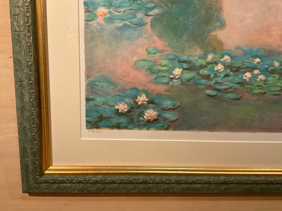 クロード・モネ　「睡蓮」　リトグラフ　刷り師サイン・エンボス印・エディション有り