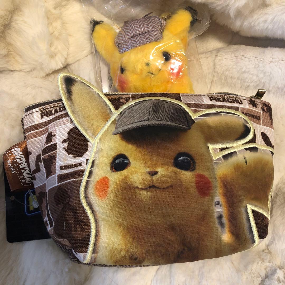 ポケモンセンター　映画　名探偵ピカチュウ　ポーチ マスコット　ぬいぐるみ