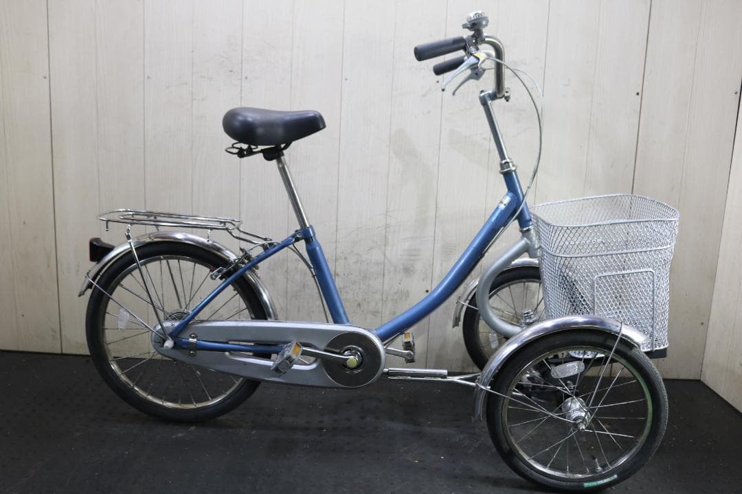 青い三輪シティサイクル 前カゴ付き