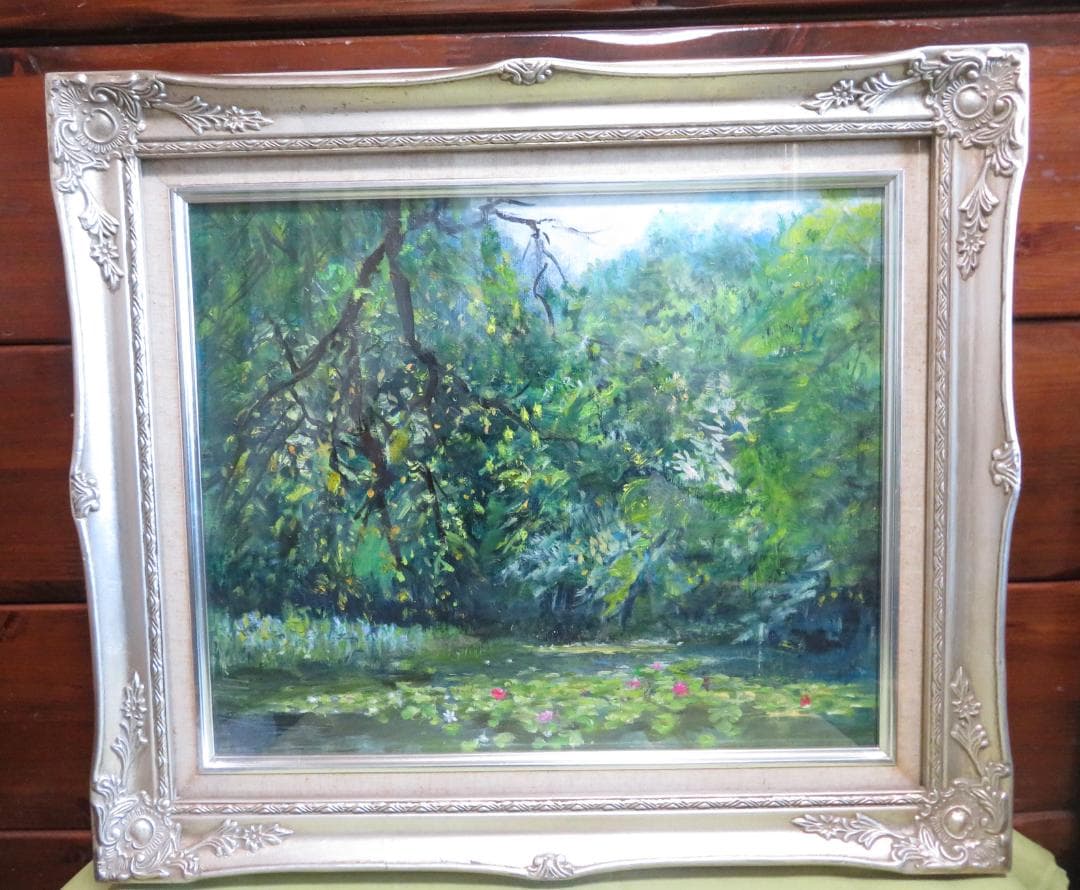 ◆   作者不明　「睡蓮」　油彩　F8号　◆