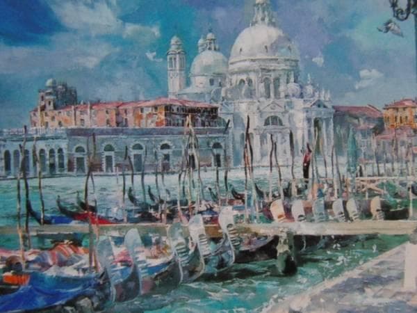 赤石文雄、ベニス、希少な画集より、新品高級額・額装付、状態良好