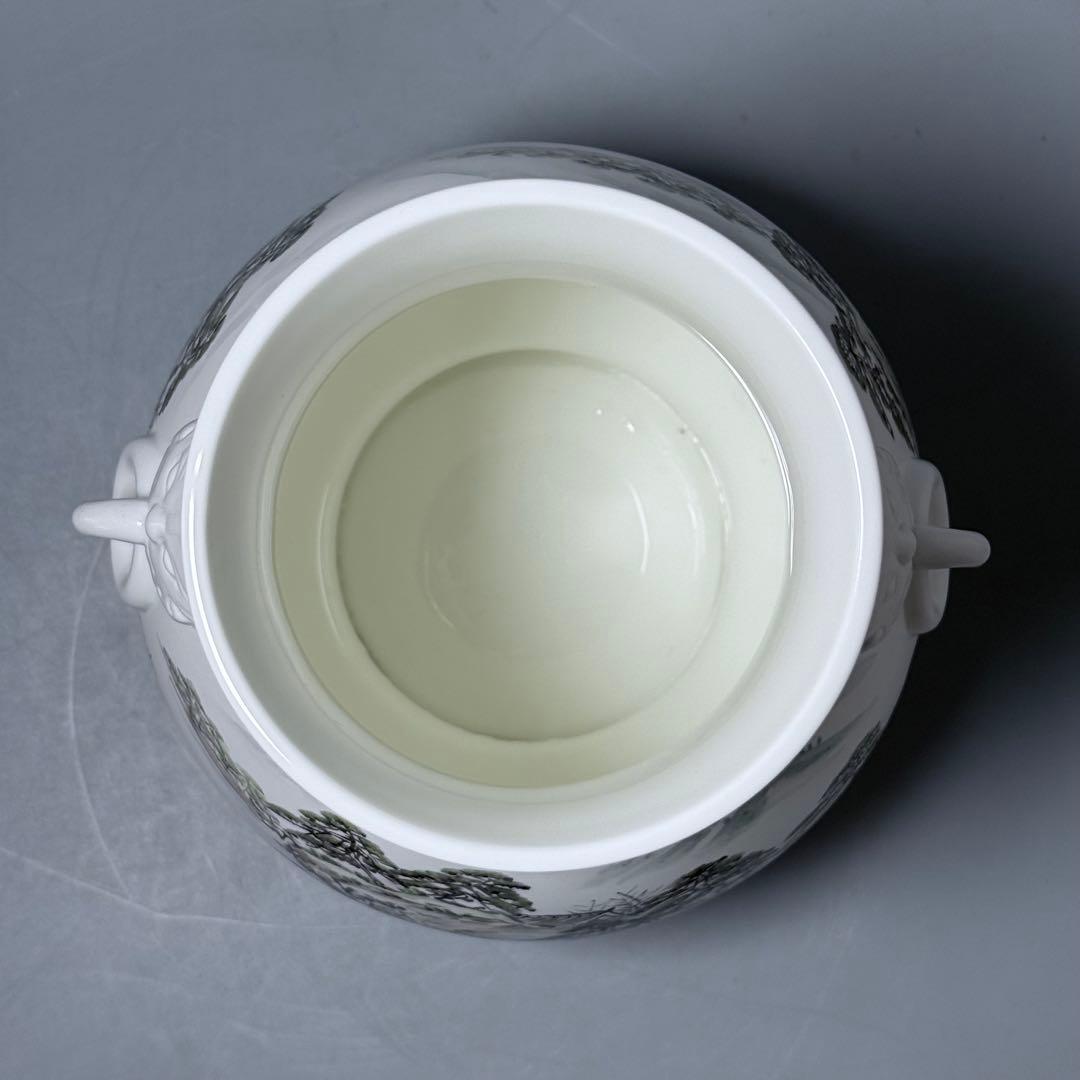 オールド深川製磁　山水図花瓶　銘有　昇然　高さ20.2cm　インテリア　有田焼