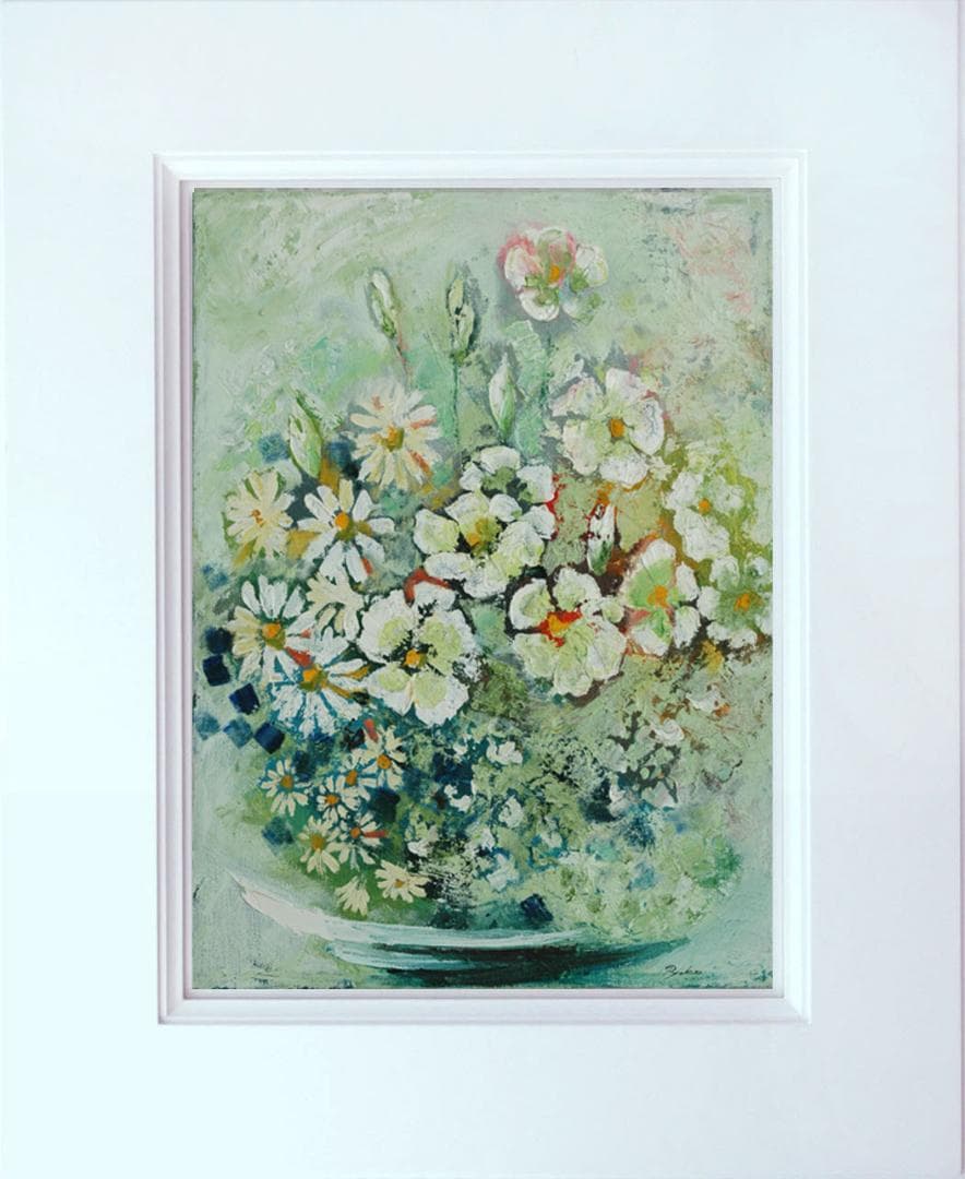 油絵 菅家令子 絵 絵画 インテリア 額付(黒) uF6-112802 花