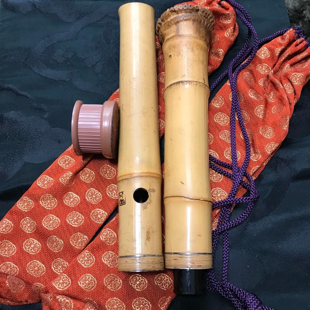 尺八 琴古流 在銘 中継ぎ緩み無し 歌口銀巻 籐巻き銀三線 音出し確認済み