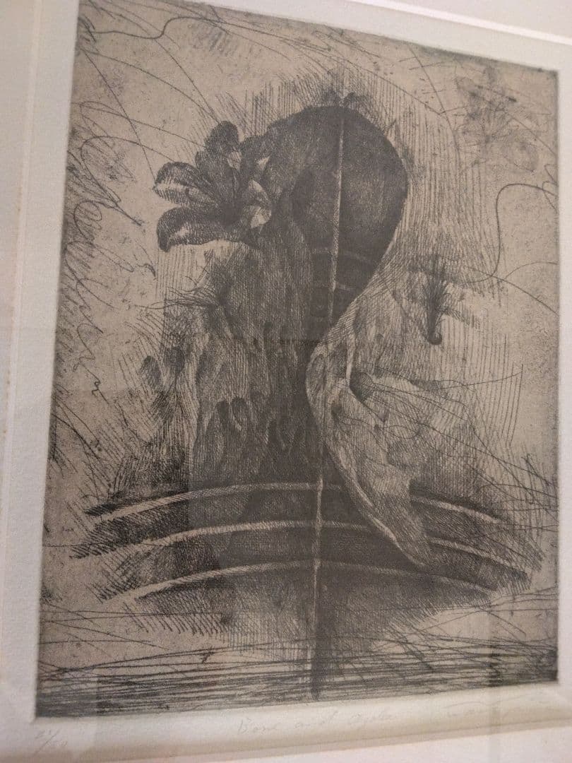 【真作】亀山知英　銅版画