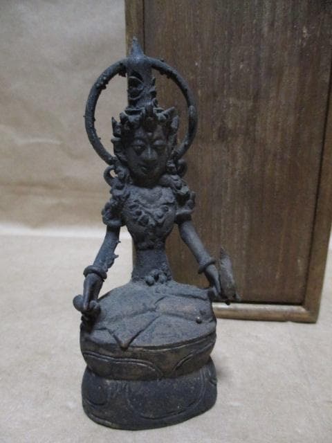 チベット密教　小金銅仏　箱付き　R84-1