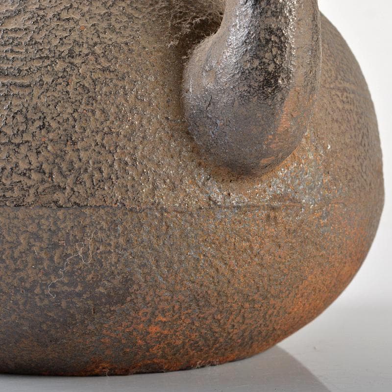 煎茶道具　柚子肌　線文　銅蓋　鉄瓶　鉄壷　V　R6428