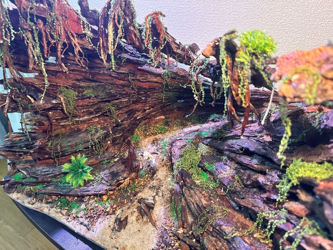 【マツヨシワールド】熟練職人手作り流木アクアスケープ 渓谷と浮遊雲群 手入れ不要