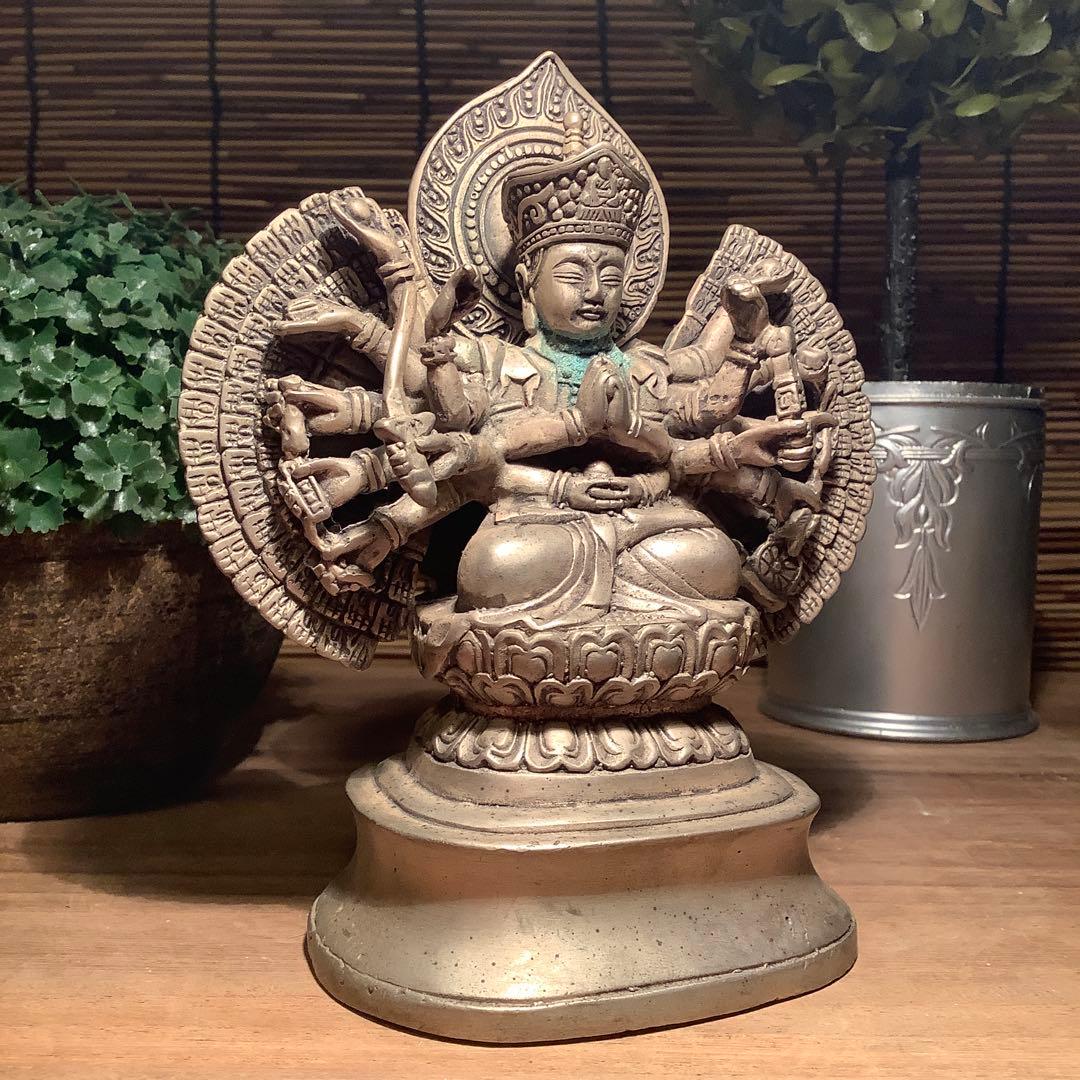 中国・明代「千手観自在菩薩」唐物・六観音一尊・心密言念誦儀軌経・千の御利益・白銅