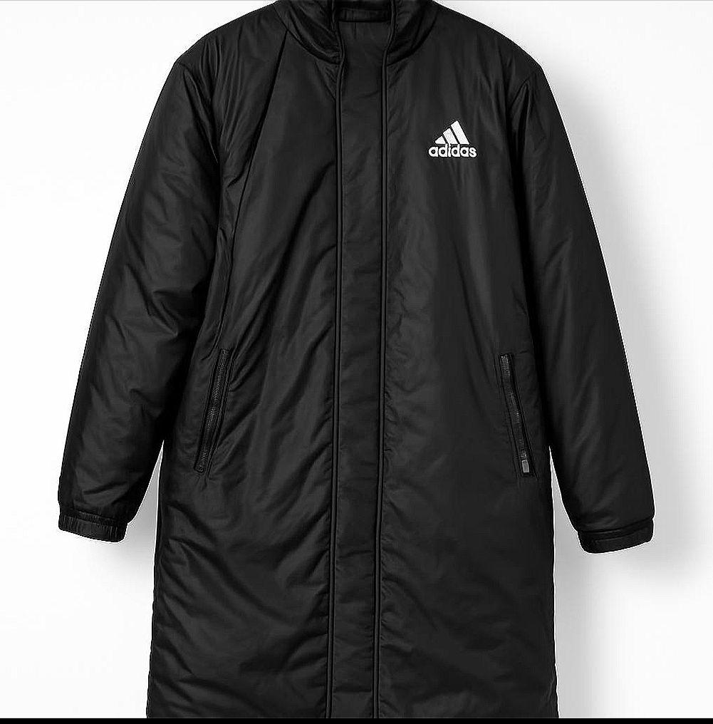 【 adidas 】【極暖】ベンチコート ボア裏地 ロング丈 ブラック Lサイズ