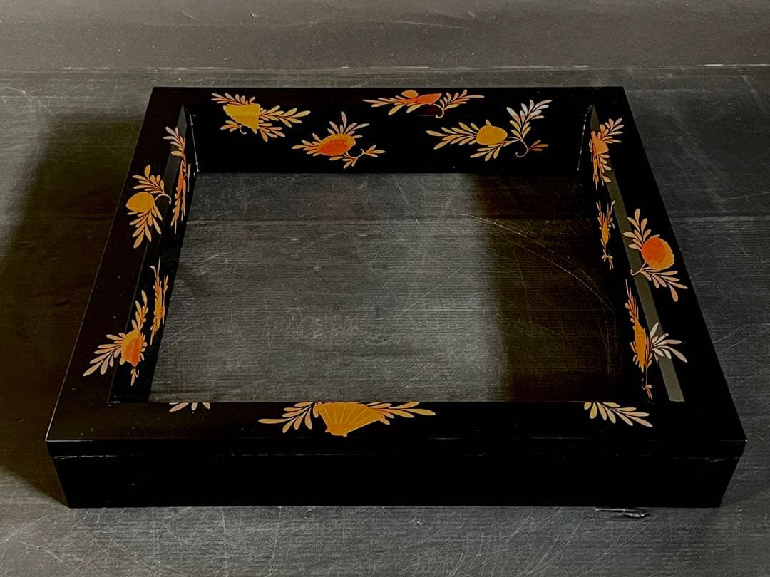 「母」 海松貝 蒔絵 真塗 炉縁 平安蒔絵師 一瓢斎 共箱 茶道具（113D①）