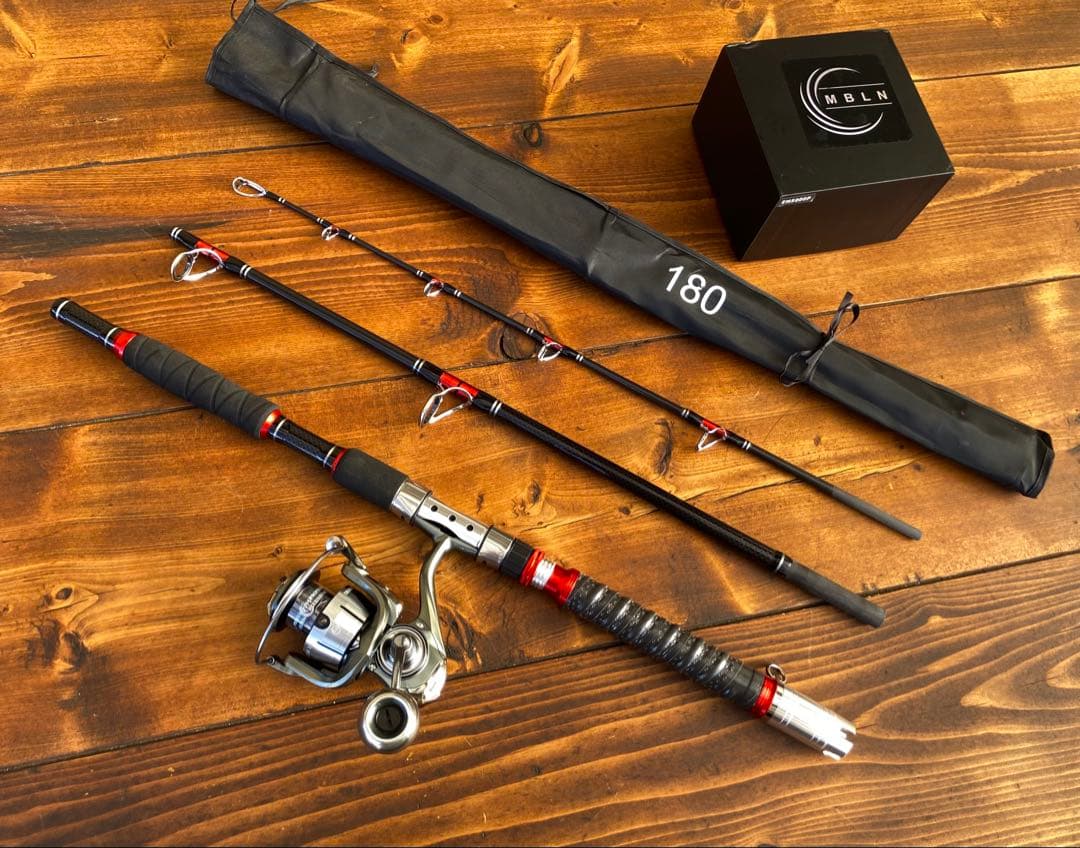 新品未使用　ジギングセット　船釣り　3ピースパックロッド　スロージギング　レッド