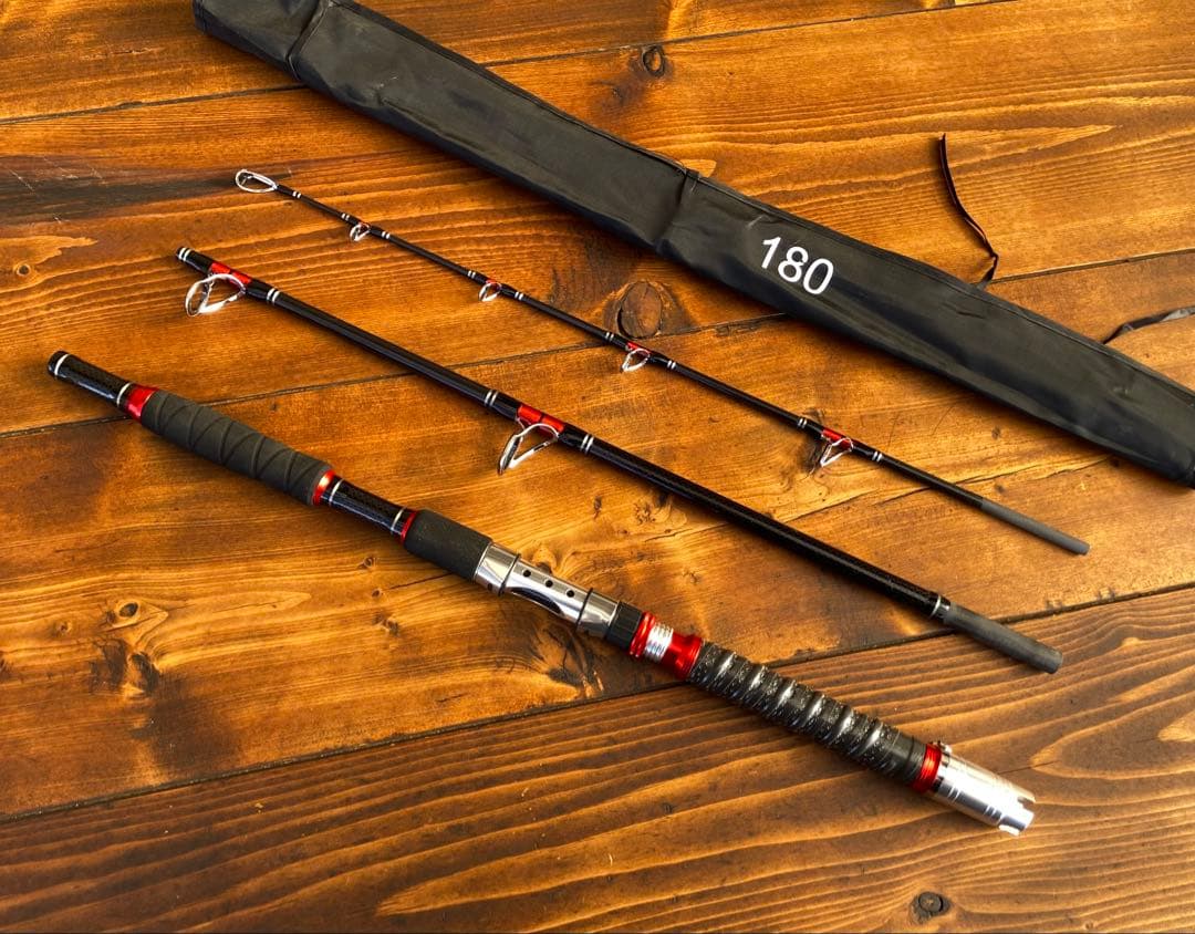 新品未使用　ジギングセット　船釣り　3ピースパックロッド　スロージギング　レッド