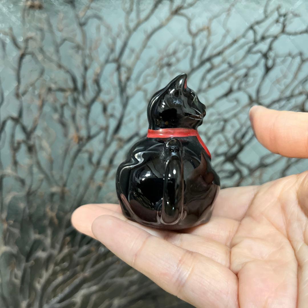 骨董　瀬戸　輸出用　希少　黒猫　招き猫　象コラボ　ティーポット　オブジェ　縁起物