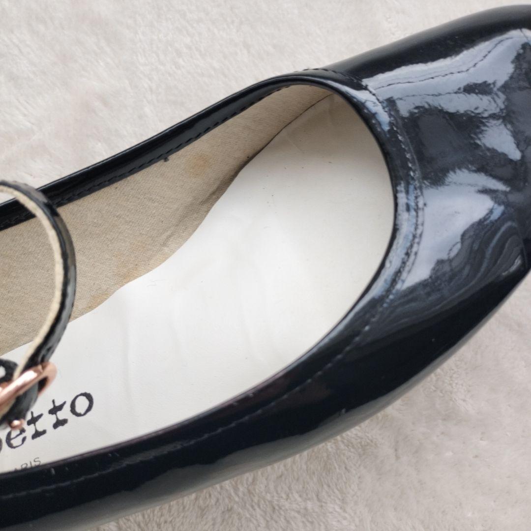 レペット　エナメル　フラットシューズ　ブラック　ベルト　サイズ38 ゴールド金具