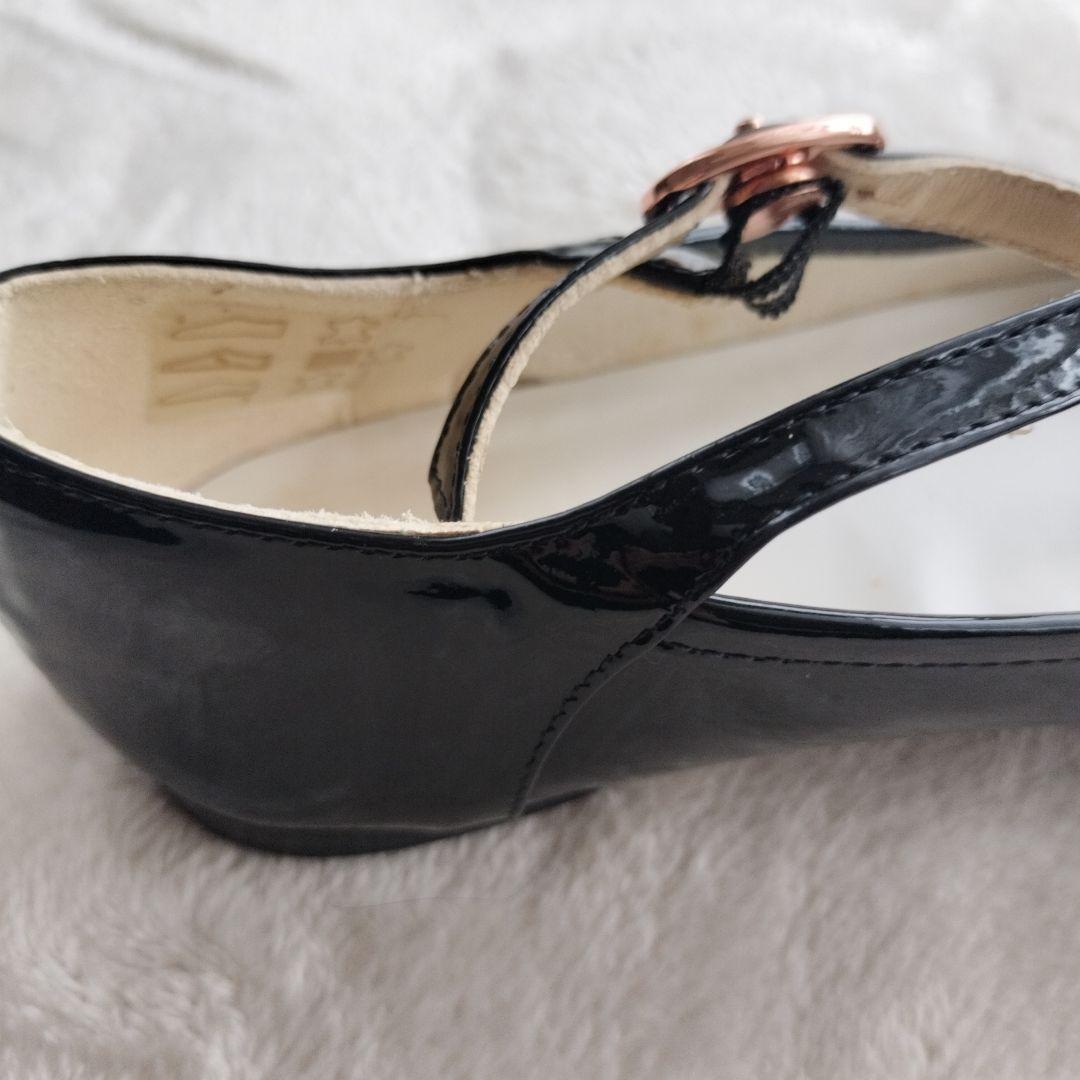 レペット　エナメル　フラットシューズ　ブラック　ベルト　サイズ38 ゴールド金具