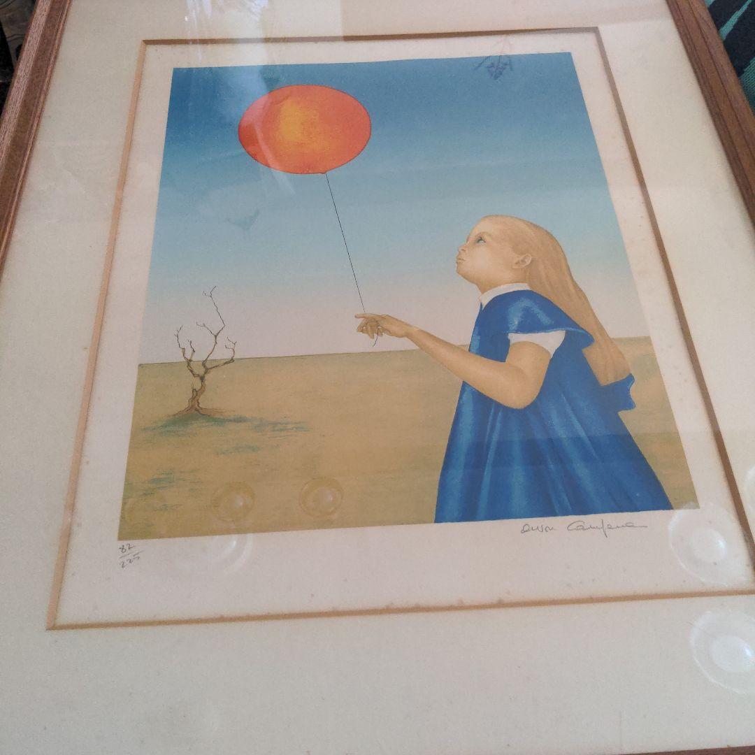 希少 風船と少女の絵　エイボン カンパーナ　Avon Campana リトグラフ