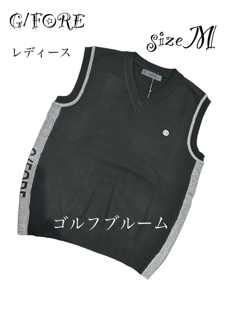 G/FORE韓国ジーフォアレディースニットベストsizeMブラック　①