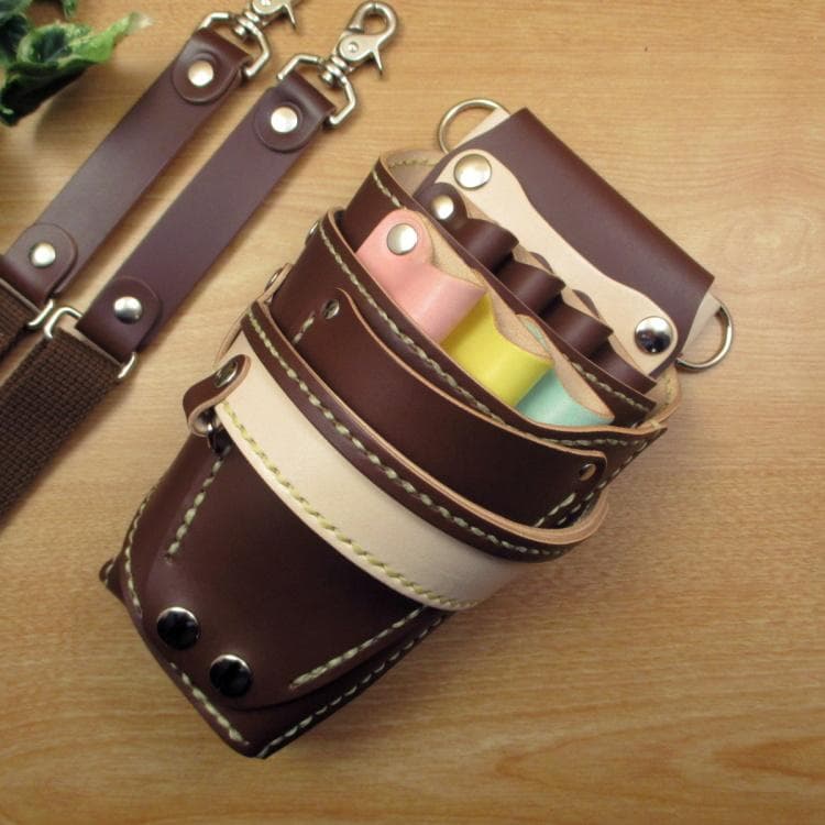 【トリマー向き】 ７丁　ブラウン＆カラフル　シザーケース　TSC-10/CBB