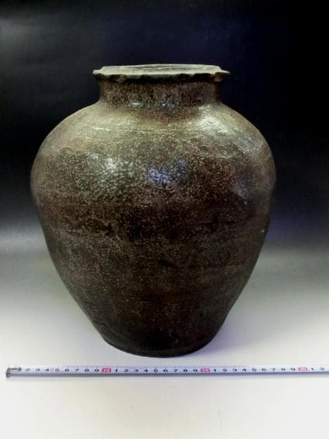 壷■古丹波焼き 大壷 甕 古い花瓶 大きい花生け 古美術 時代物■30.2cm